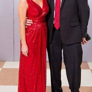 Red sequin evening gown